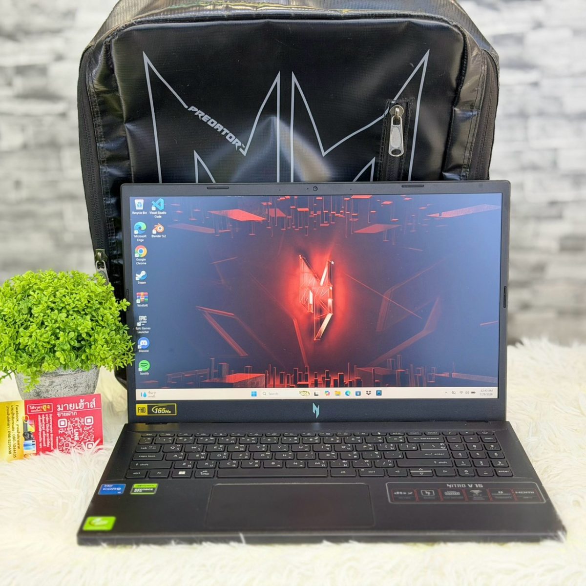 Notebook Acer Nitro V 15 (i5-13420H การ์ดจอRTX4050 ประศูนย์ถึง10/2027) รุ่น ANV15-51-50UV รูปที่ 1